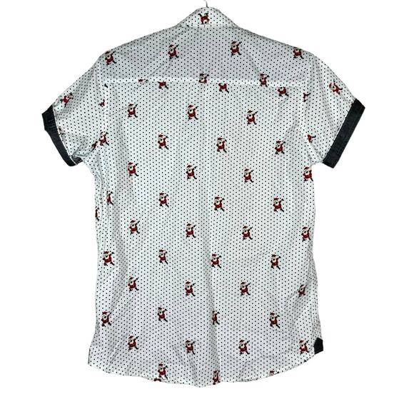Free Planet Christmas Santa Dabbing Polka Dot Shirt Medium - Picture 2 of 11